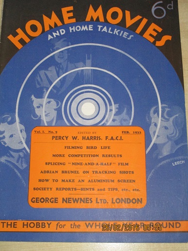 HOME MOVIES AND HOME TALKIES magazine side cover  Vol 1 No  9  February 1933