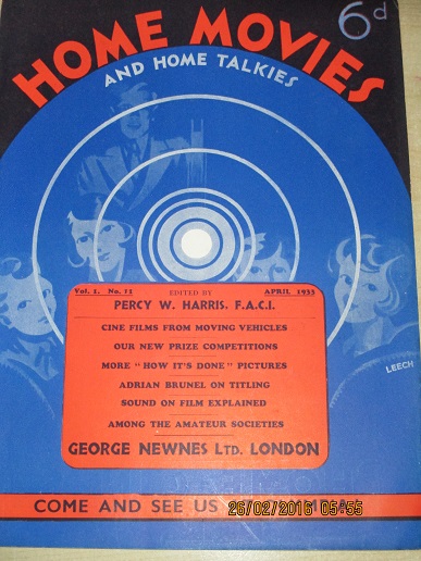HOME MOVIES AND HOME TALKIES magazine side cover  Vol 1 No  11  April 1933