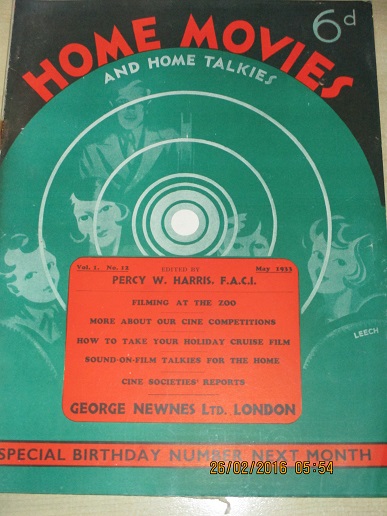 HOME MOVIES AND HOME TALKIES magazine side cover  Vol 1 No  12  May 1933