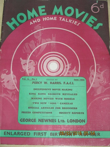 HOME MOVIES AND HOME TALKIES magazine side cover  Vol 2 No  1  June 1933