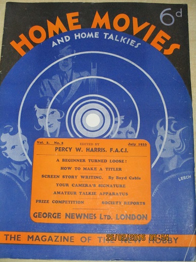 HOME MOVIES AND HOME TALKIES magazine side cover  Vol 2 No  2  July 1933