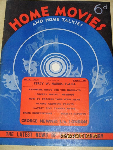 HOME MOVIES AND HOME TALKIES magazine side cover  Vol 2 No  3  August 1933