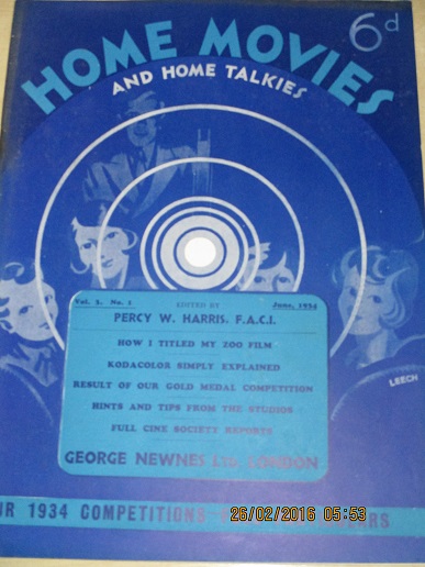 HOME MOVIES AND HOME TALKIES magazine side cover  Vol 3 No  1  June 1934