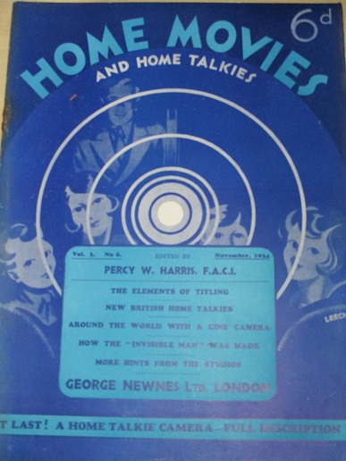 HOME MOVIES AND HOME TALKIES magazine side cover  Vol 3 No  6  November 1934