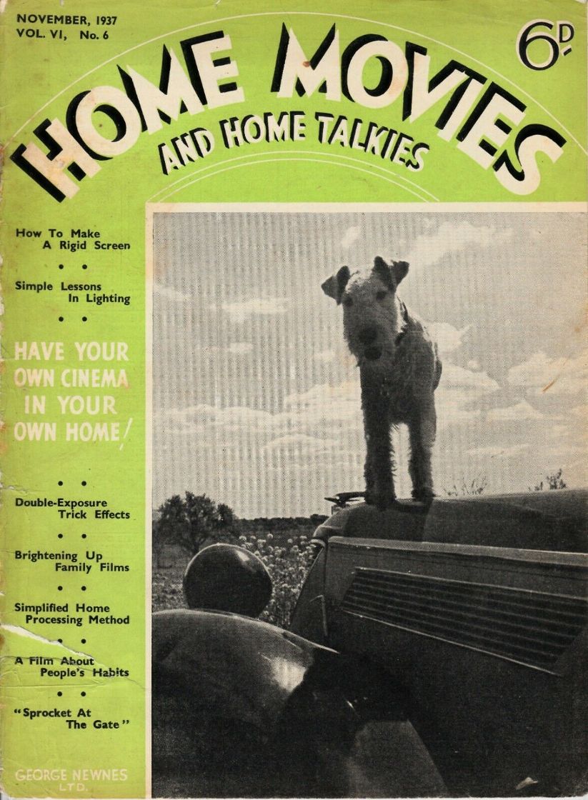 HOME MOVIES AND HOME TALKIES magazine side cover  November 1937