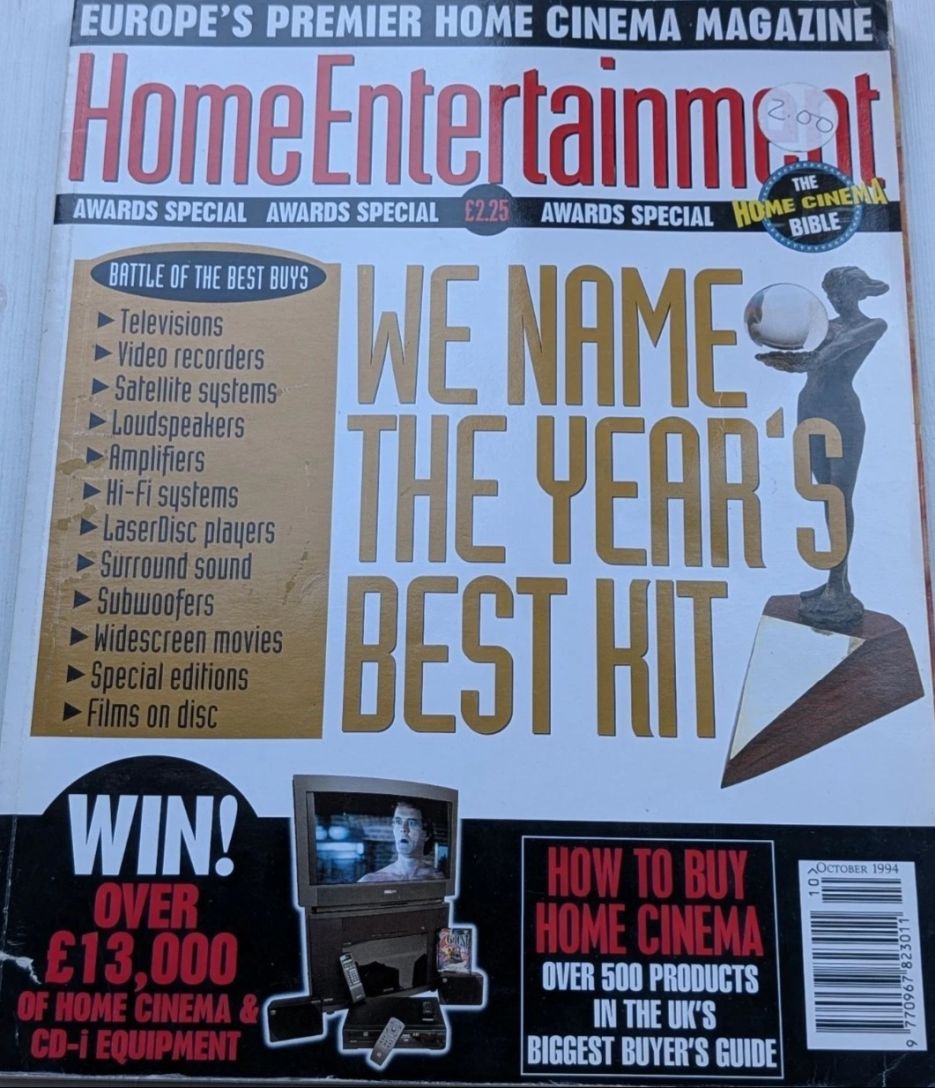 HOME ENTERTAINMENT (UK) magazine side cover  October 1994