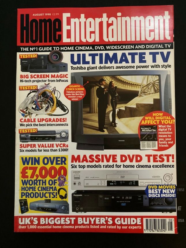 HOME ENTERTAINMENT (UK) magazine side cover Issue 58  August 1998