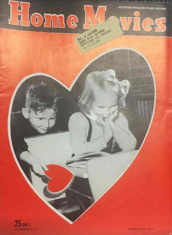 HOME MOVIES magazine side cover  February 1952