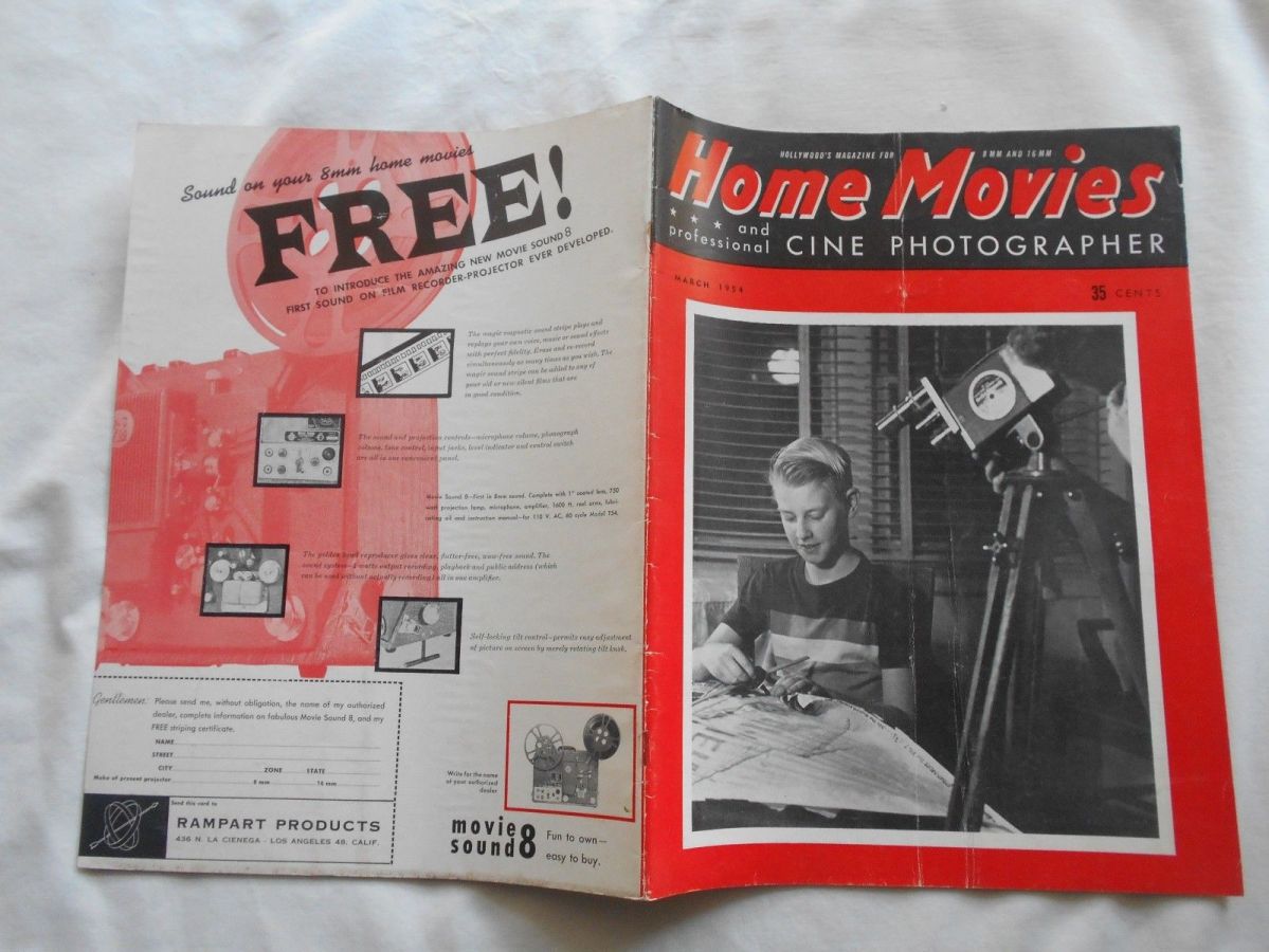 HOME MOVIES magazine side cover  March 1954