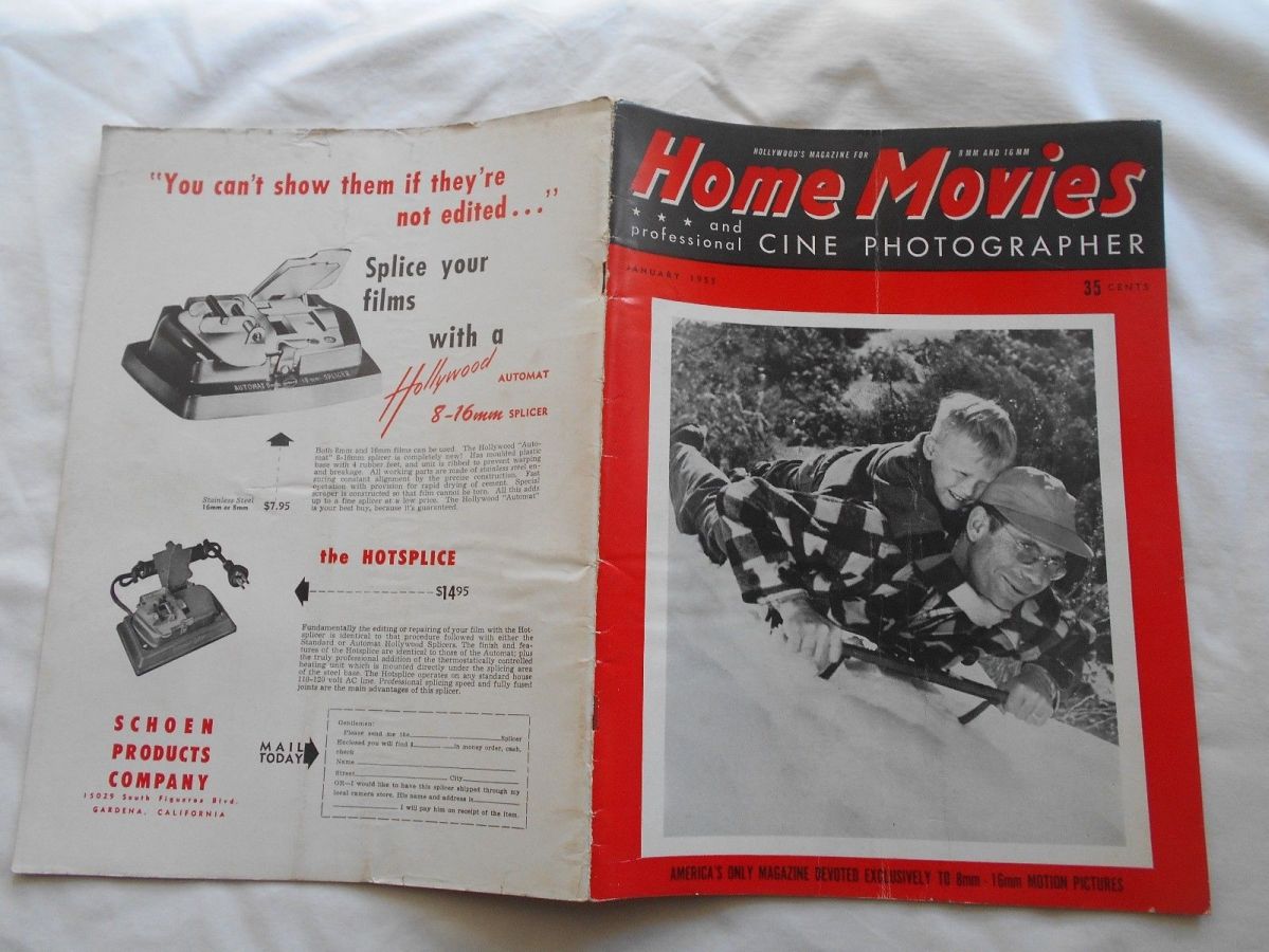 HOME MOVIES magazine side cover  January 1955