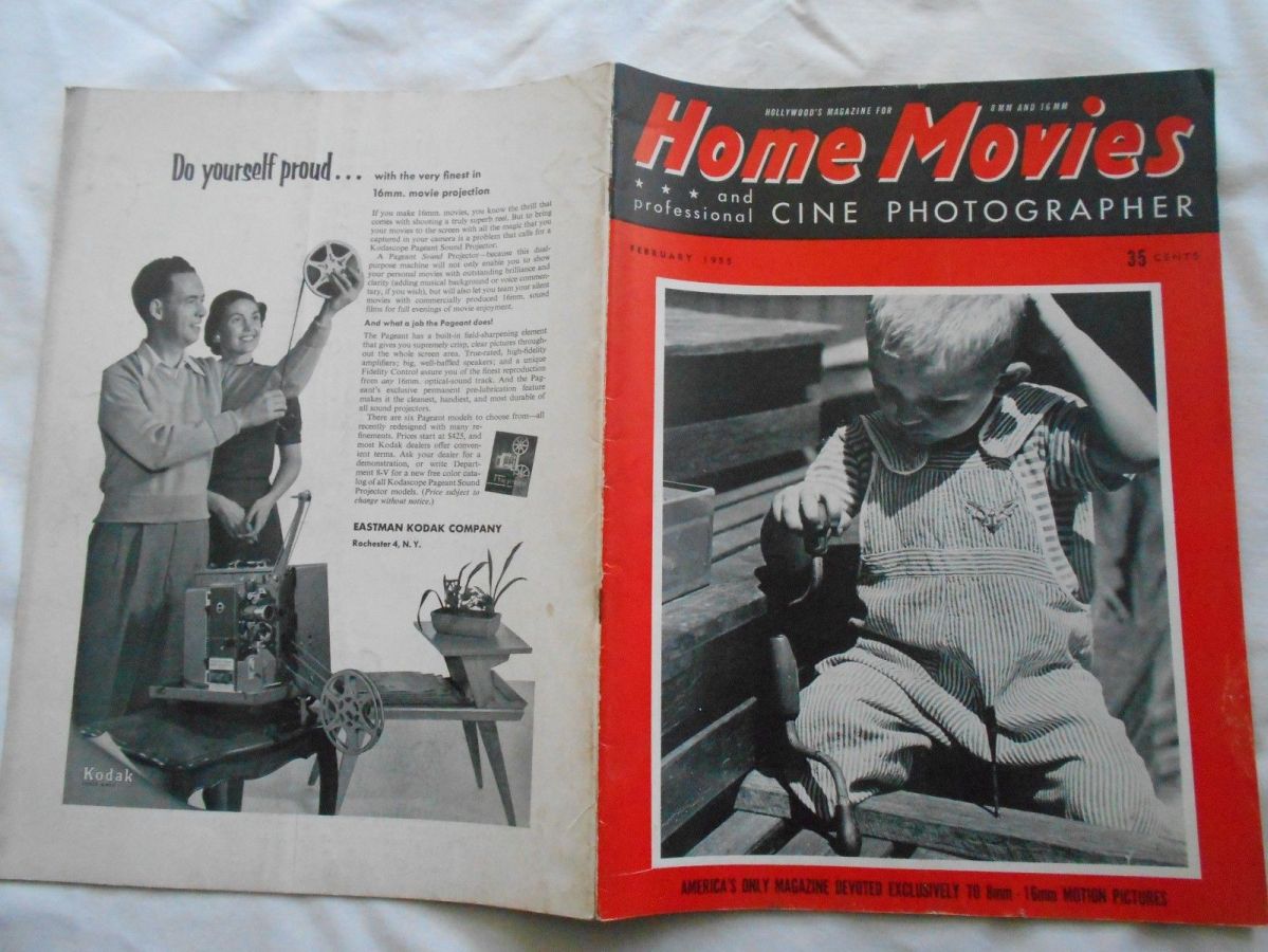HOME MOVIES magazine side cover  February 1955
