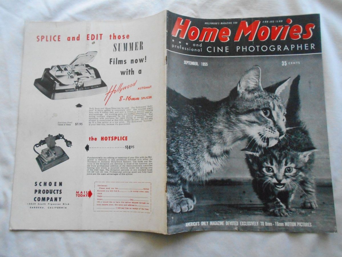 HOME MOVIES magazine side cover  September 1955