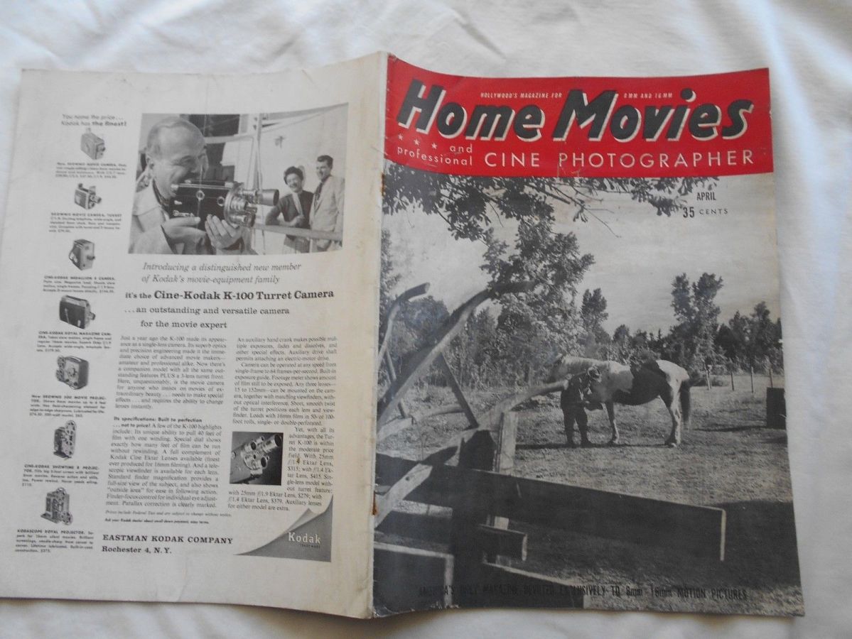 HOME MOVIES magazine side cover  April 1956