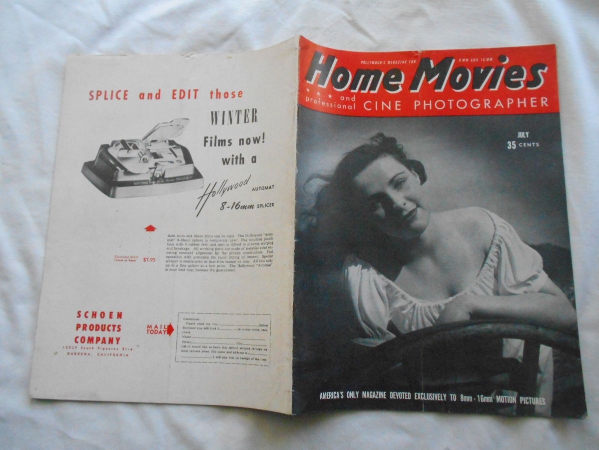 HOME MOVIES magazine side cover  July 1956