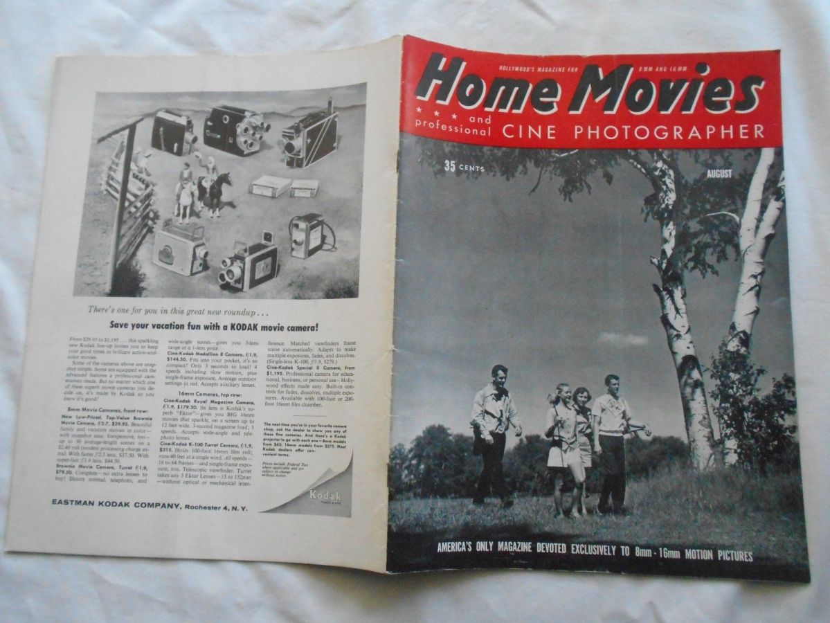 HOME MOVIES magazine side cover  August 1956