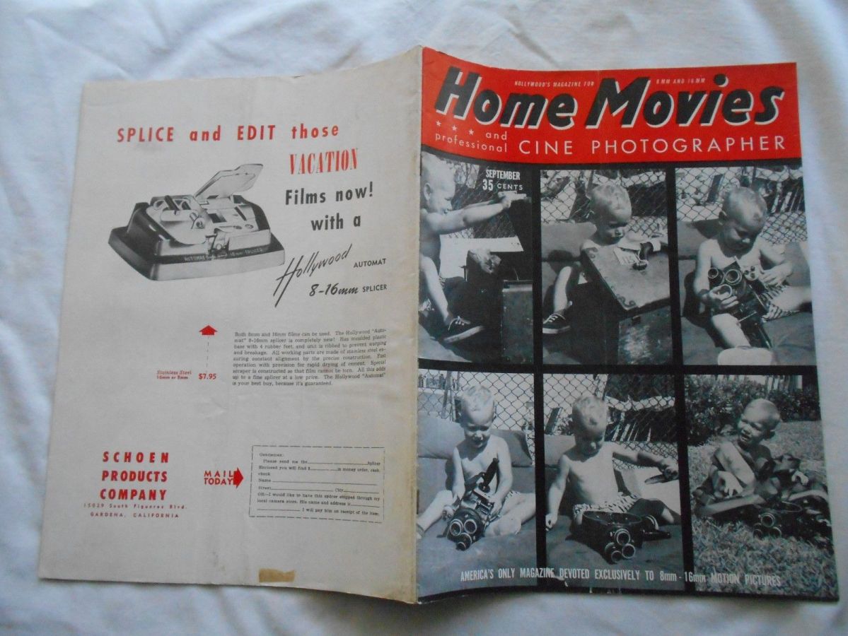 HOME MOVIES magazine side cover  September 1956