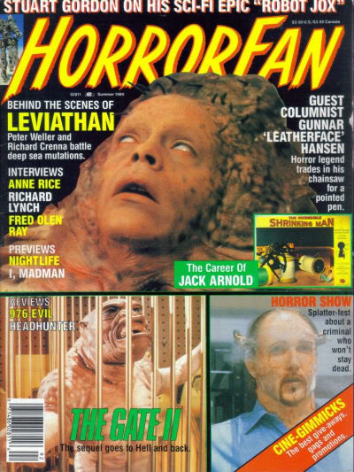 HORROR FAN magazine side cover Issue 2 Summer 1989
