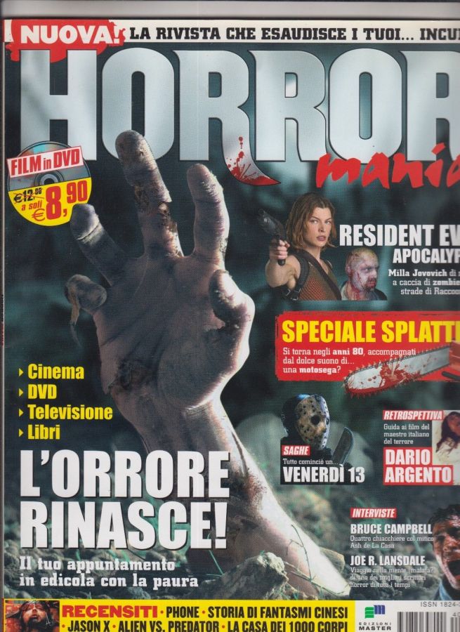 HORROR MANIA magazine side cover Issue 1 July/August 2004