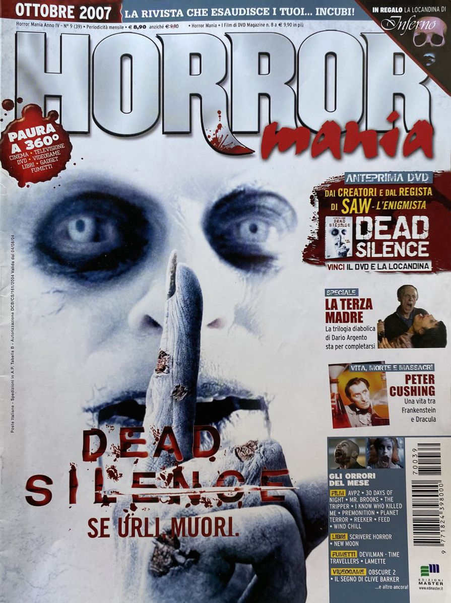 HORROR MANIA magazine side cover Issue 39 October 2007