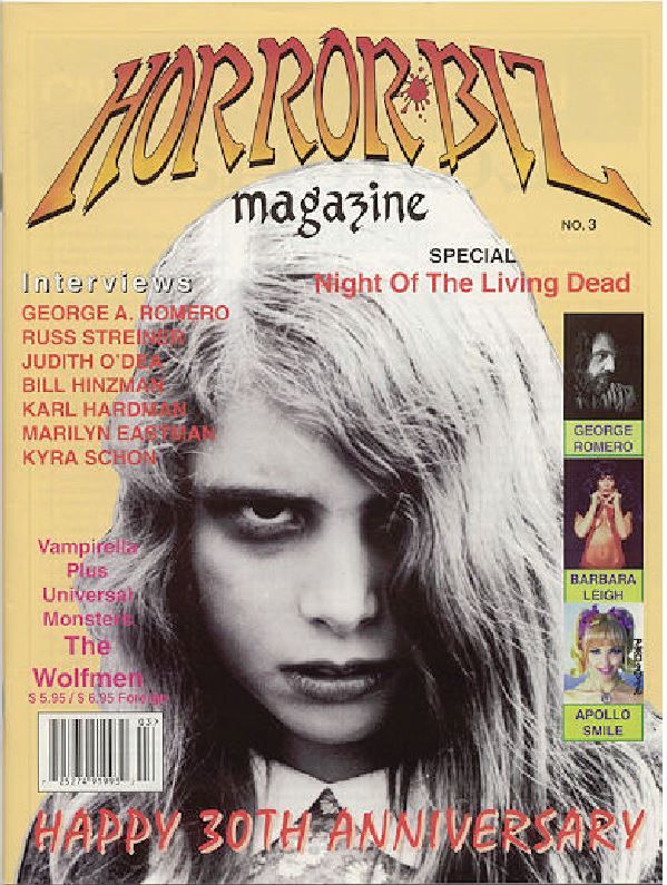 HORROR BIZ magazine side cover Issue 3 Spring-Summer 1998