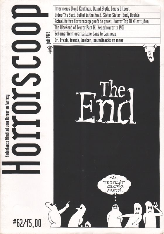 HORRORSCOOP magazine side cover Issue 62  July 1992