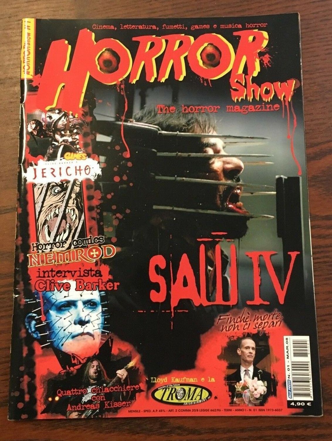 HORROR SHOW magazine side cover Issue 1 March 2008