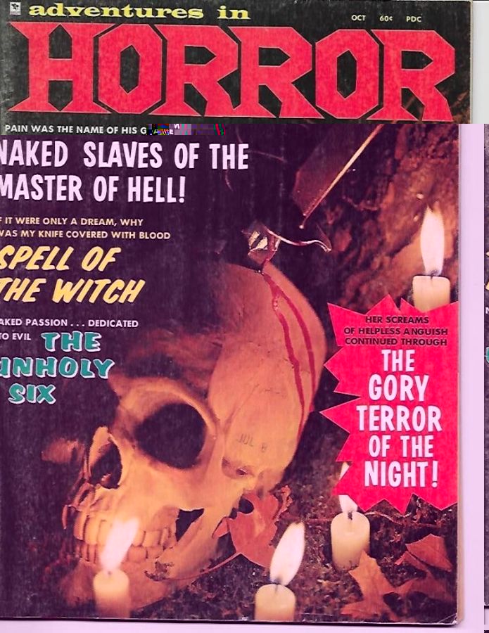 ADVENTURES IN HORROR/HORROR STORIES magazine side cover Issue 1 October 1970