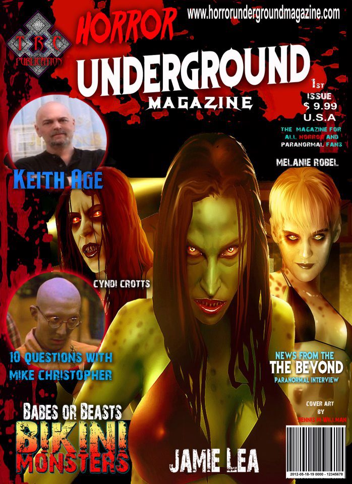 HORROR UNDERGROUND magazine side cover Issue 1 May 2012