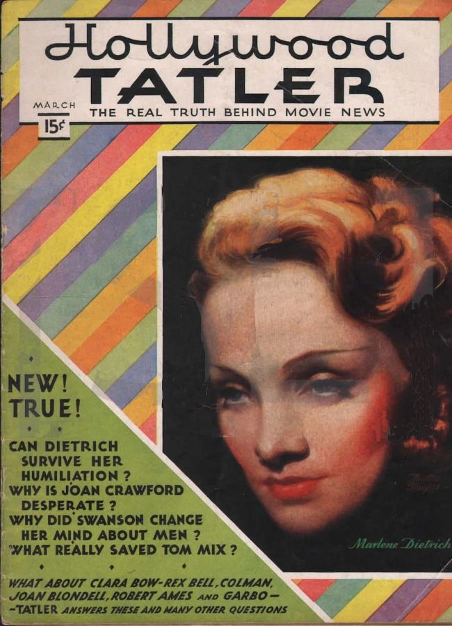 HOLLYWOOD TATLER magazine side cover Issue 1  March 1932