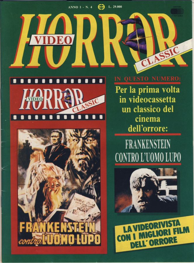 HORROR VIDEO magazine side cover Issue 4   1989