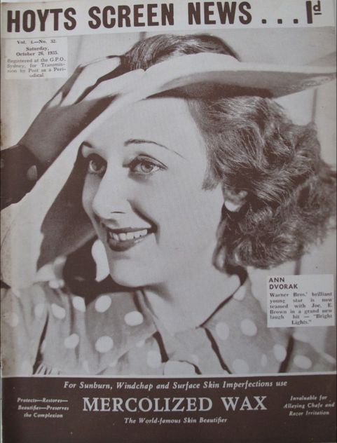 NEW SCREEN NEWS magazine side cover  Vol 4 No 32 26 October 1935