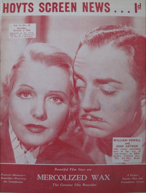 NEW SCREEN NEWS magazine side cover  Vol 5 No 29 3 October 1936