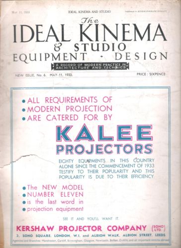 IDEAL KINEMA magazine side cover Issue 6 11 May 1933