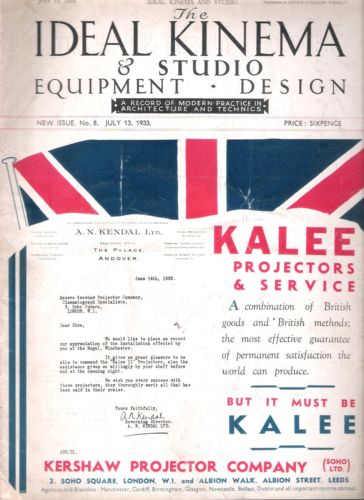 IDEAL KINEMA magazine side cover Issue 8 13 July 1933