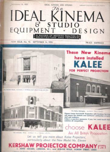 IDEAL KINEMA magazine side cover Issue 10 14 September 1933