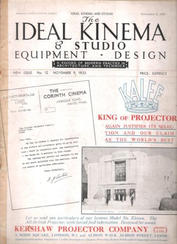 IDEAL KINEMA magazine side cover Issue 12 9 November 1933