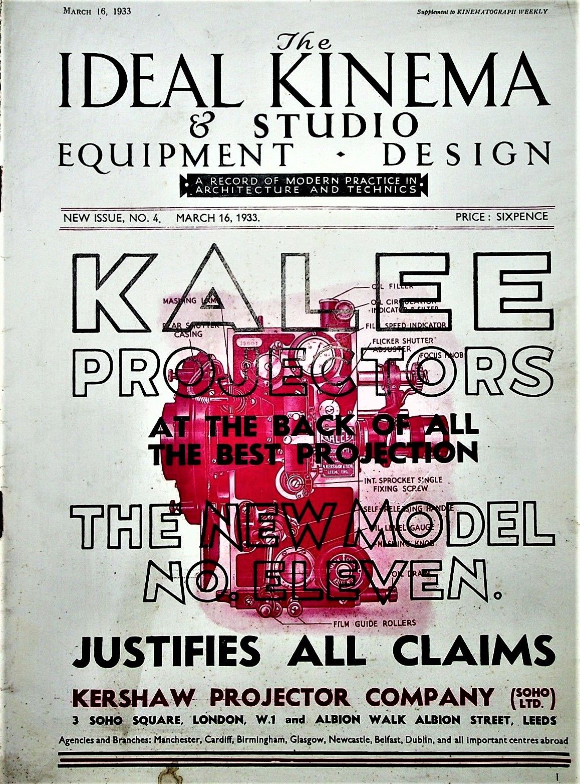 IDEAL KINEMA magazine side cover Issue 4 16 March 1933