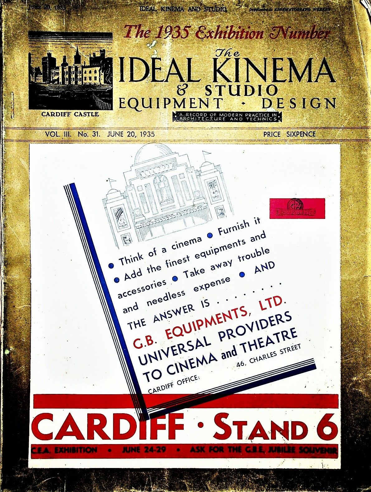 IDEAL KINEMA magazine side cover  Vol 3 No  31 20 June 1935