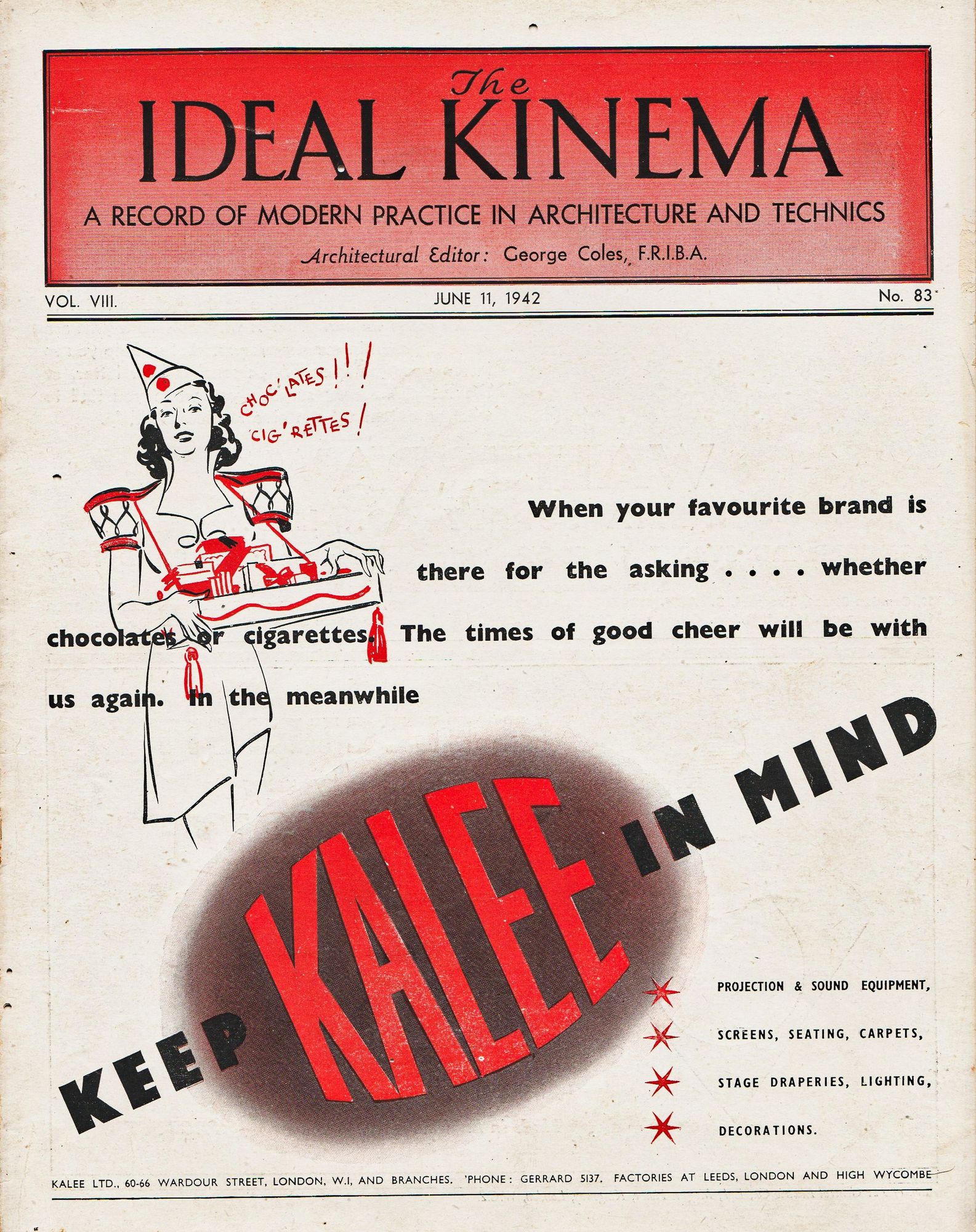 IDEAL KINEMA magazine side cover  Vol 8 No  83 11 June 1942