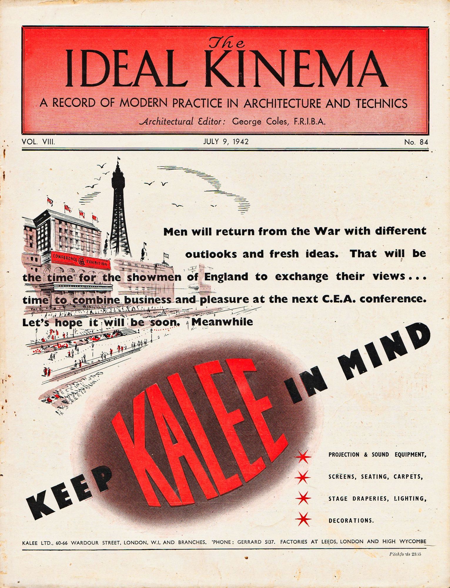 IDEAL KINEMA magazine side cover  Vol 8 No  84 9 July 1942