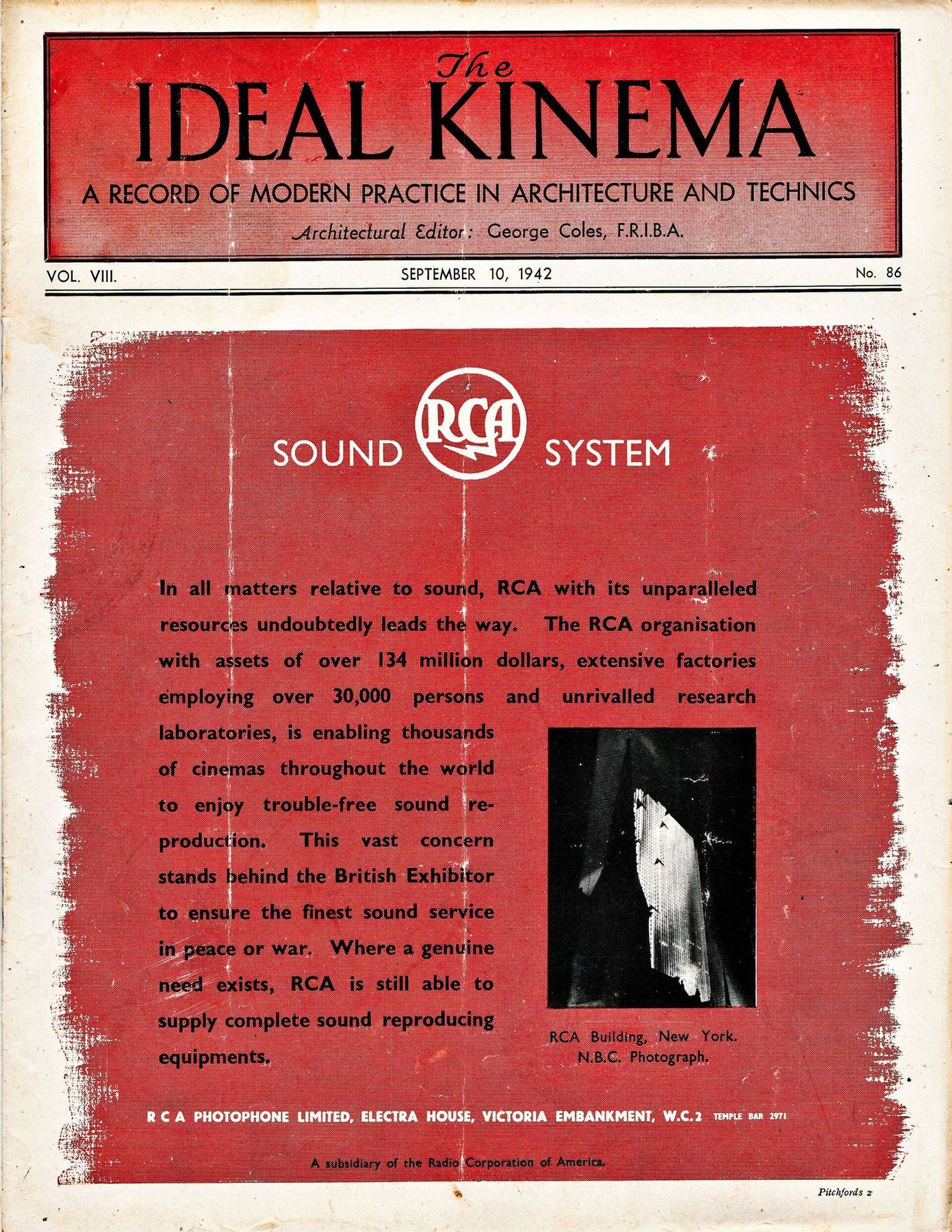 IDEAL KINEMA magazine side cover  Vol 8 No  86 10 September 1942