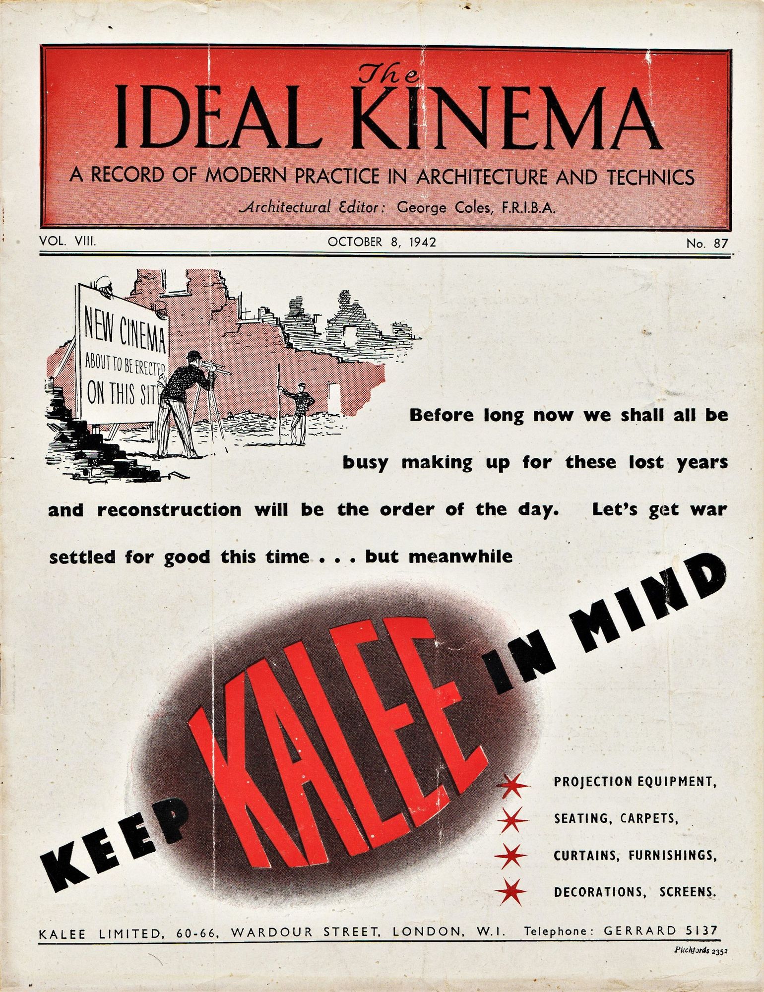 IDEAL KINEMA magazine side cover  Vol 8 No  87 8 October 1942
