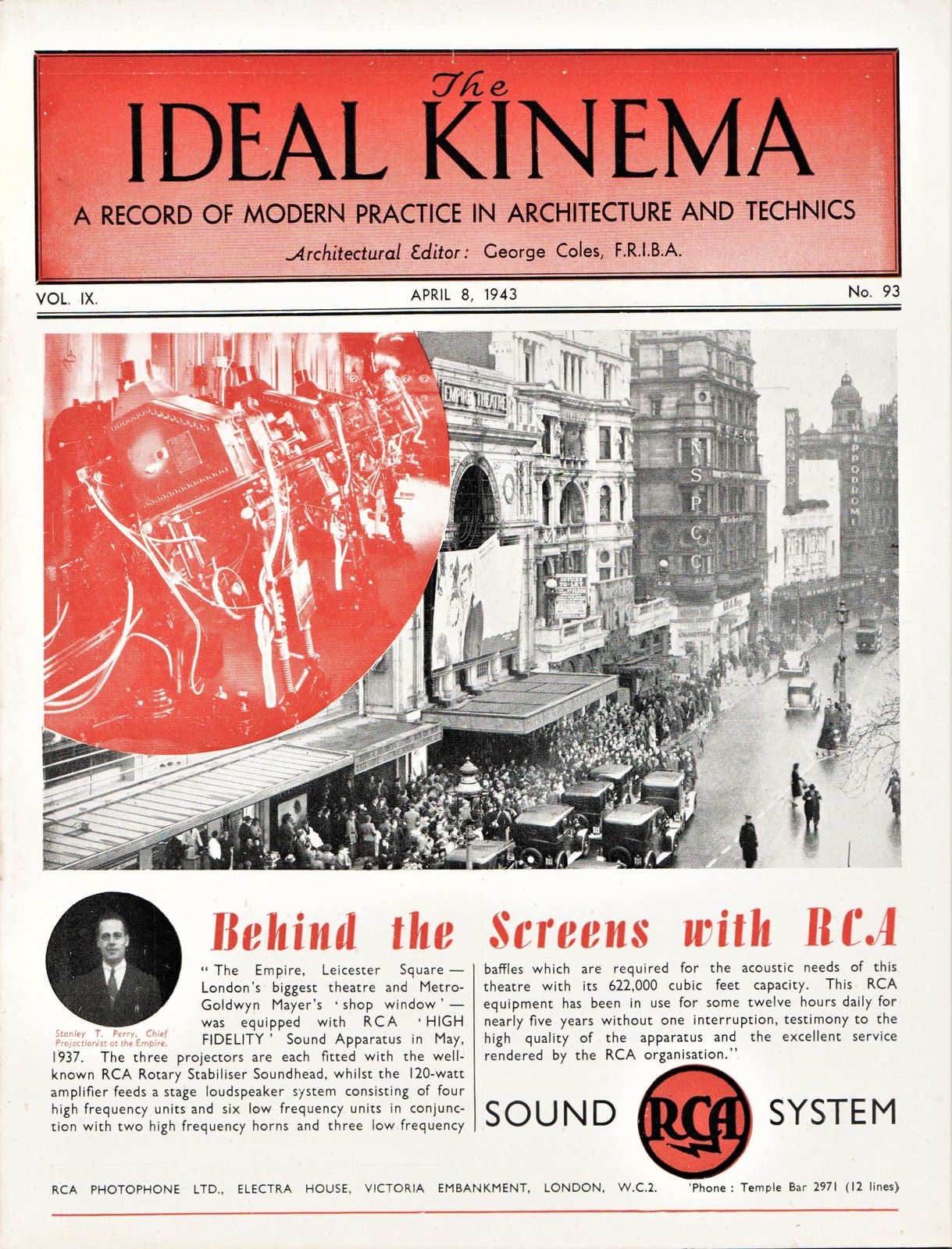 IDEAL KINEMA magazine side cover  Vol 9 No  93 8 April 1943
