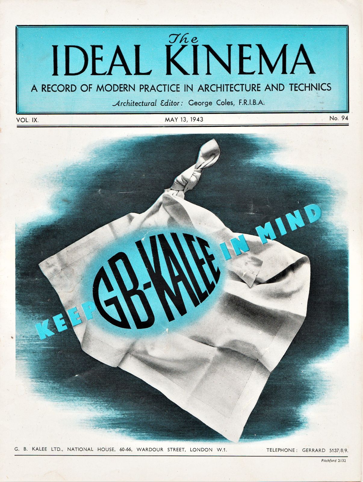 IDEAL KINEMA magazine side cover  Vol 9 No  94 13 May 1943