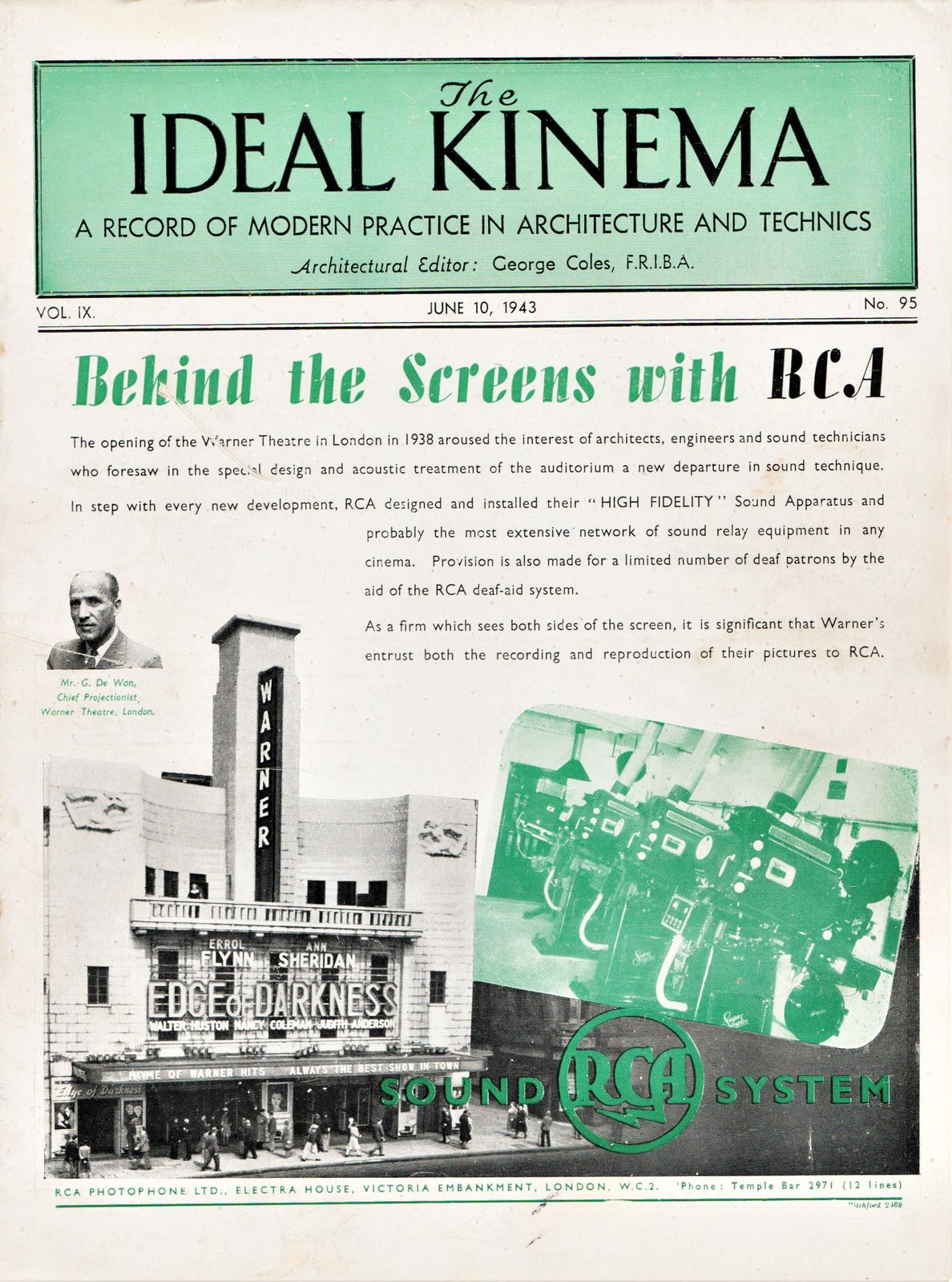 IDEAL KINEMA magazine side cover  Vol 9 No  95 10 June 1943