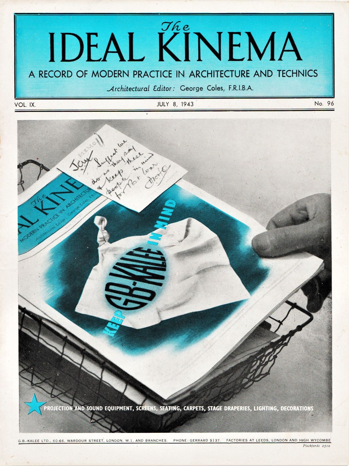 IDEAL KINEMA magazine side cover  Vol 9 No  96 8 July 1943