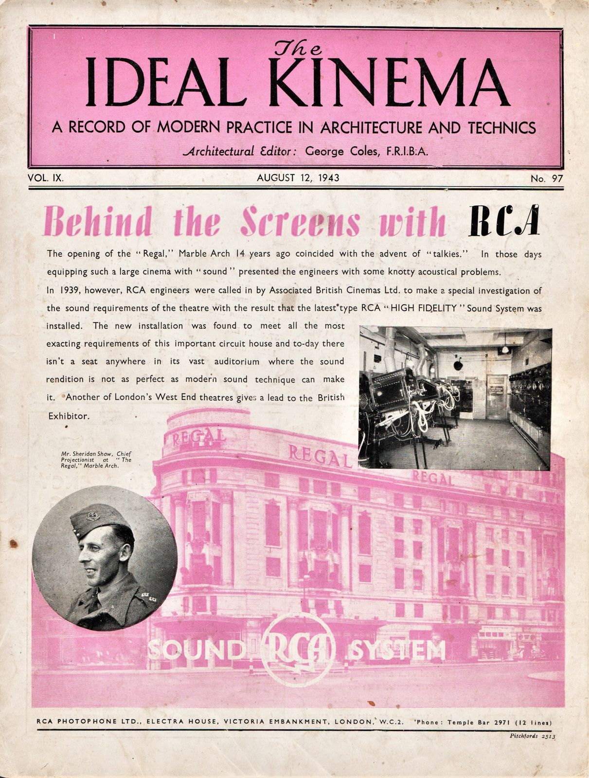 IDEAL KINEMA magazine side cover  Vol 9 No  97 12 August 1943