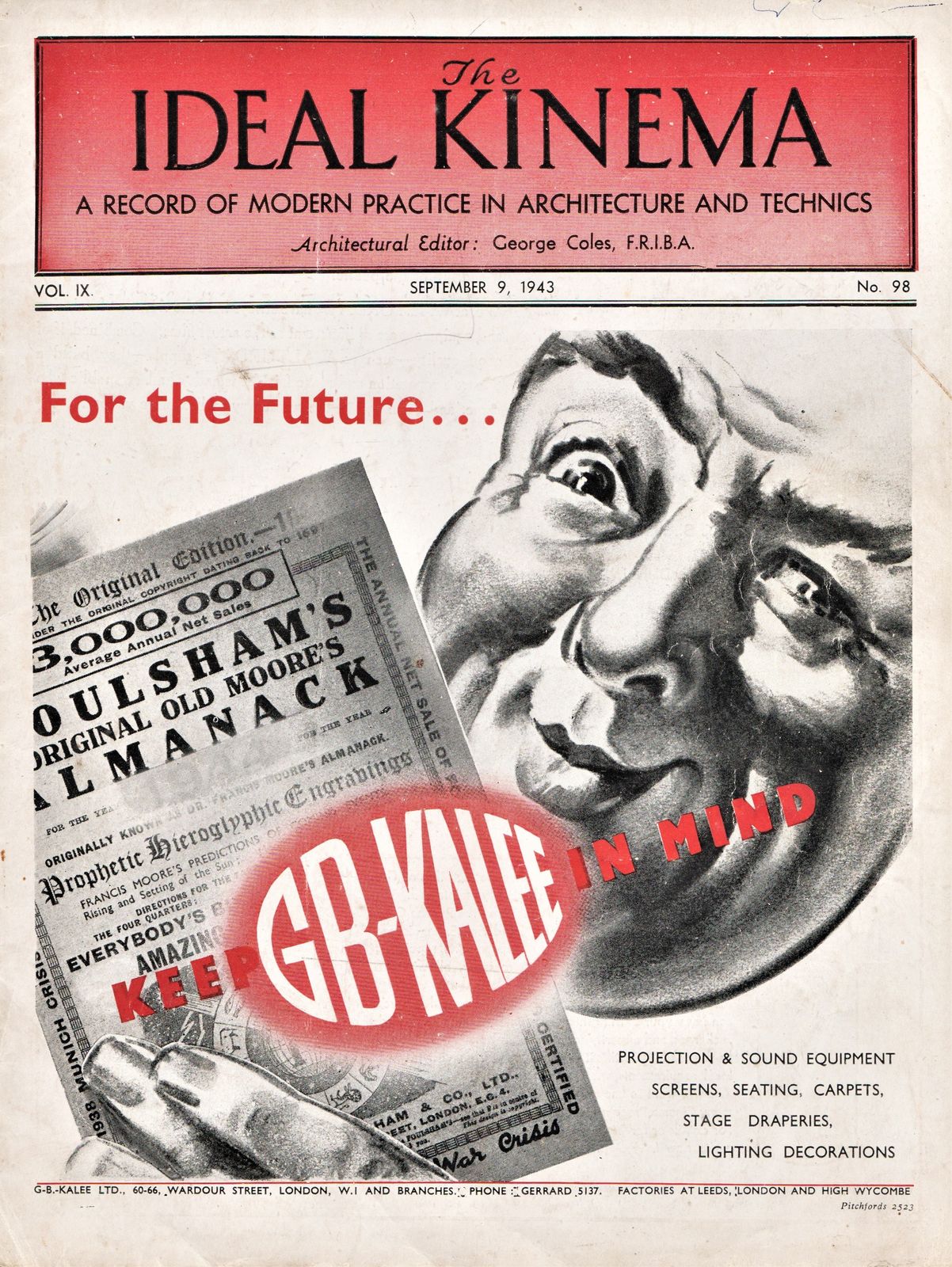 IDEAL KINEMA magazine side cover  Vol 9 No  98 9 September 1943