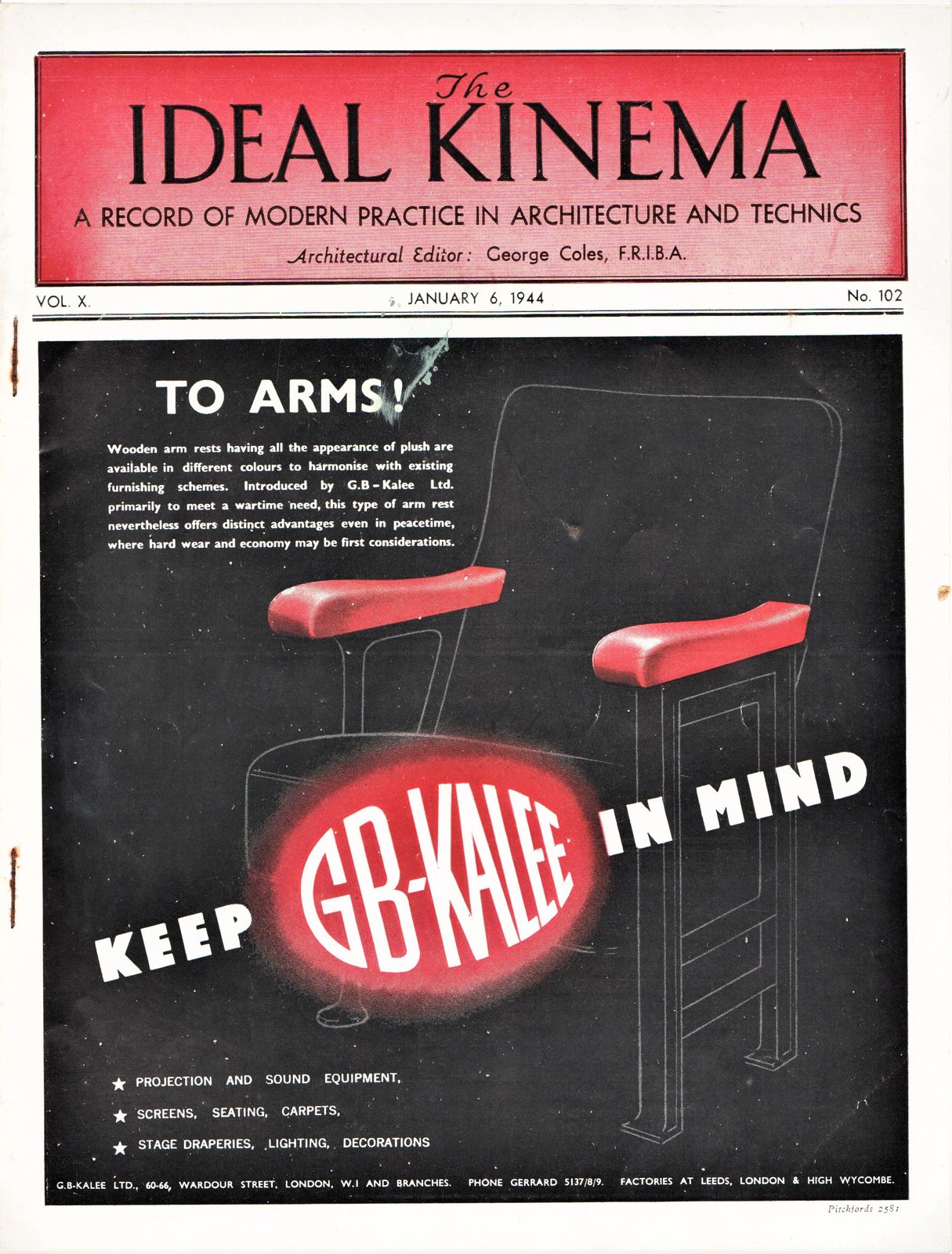 IDEAL KINEMA magazine side cover  Vol 10 No  102 6 January 1944