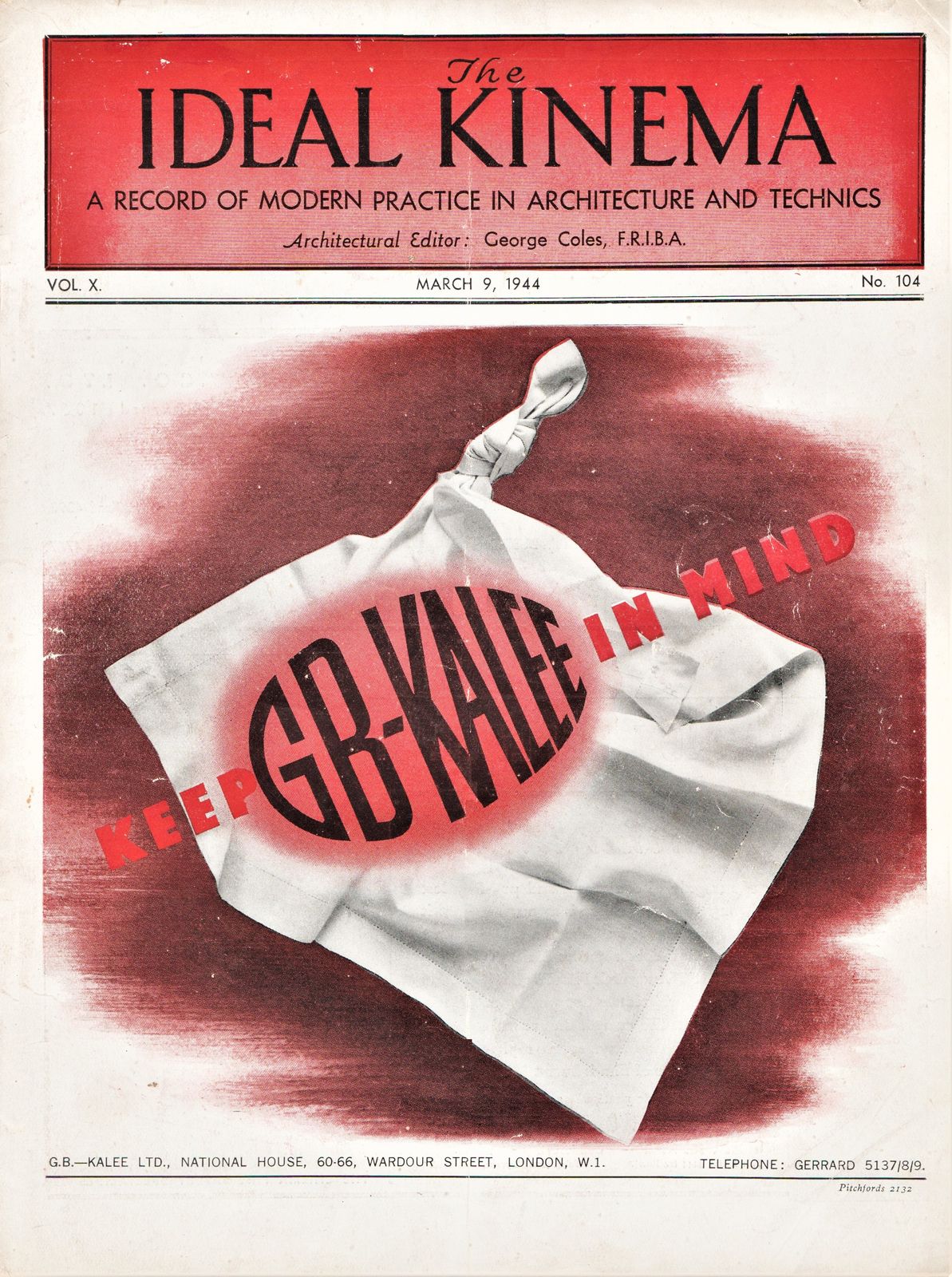 IDEAL KINEMA magazine side cover  Vol 10 No  104 9 March 1944